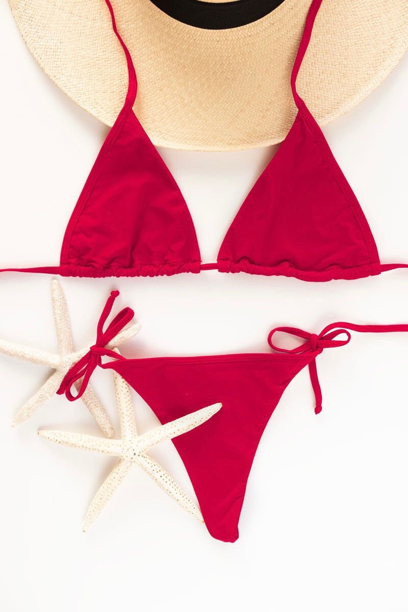 Basic Red Brazilian Bikini by Oleaje Swimwear