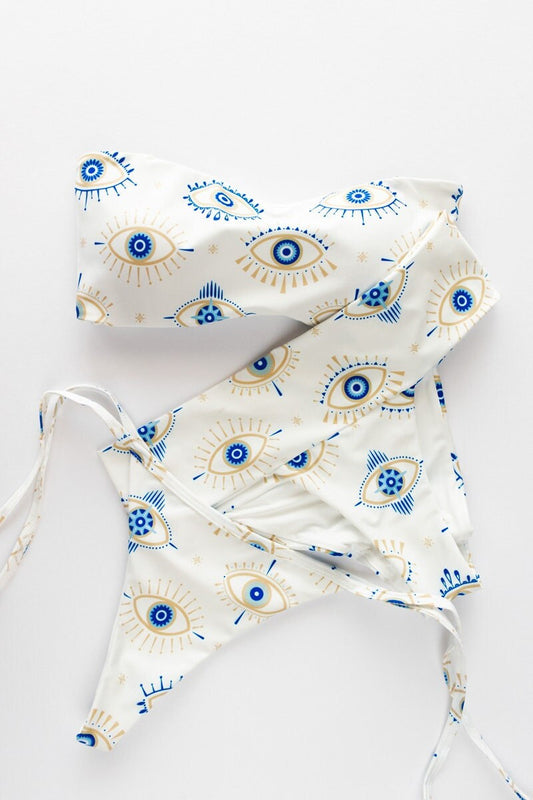 Eye Strapless 3-piece Bikini Set by Oleaje Swimwear