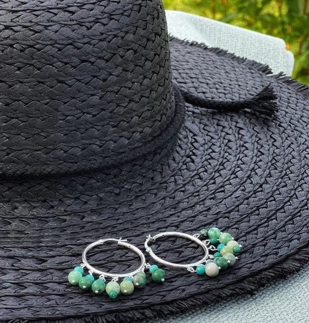 Jade Dangle Hoop Earrings